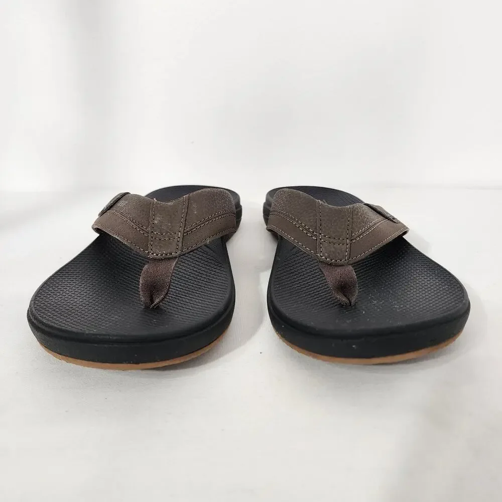 REEF Mens Cushion Spring 2.0 Flip Flop Sandals Thong Size 10 Brown Faux Leather